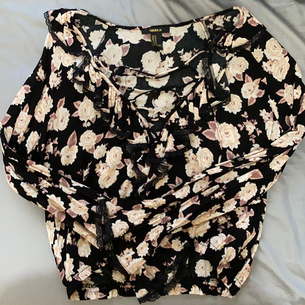 Forever 21 Floral lace up front